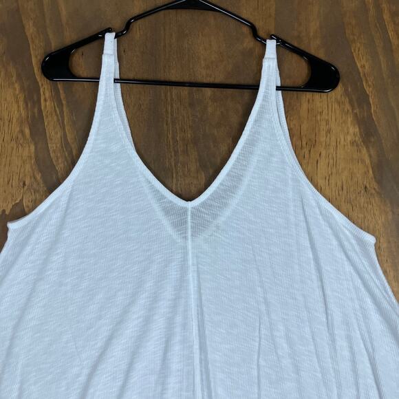 Free People Womens Tank Top White Dani Double V Neck Sheer Intimately Medium - Picture 2 of 12